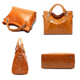 Women's Oil Wax Vegan Leather Hand Bag