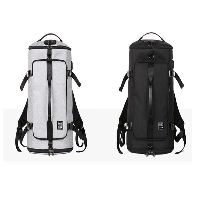 Medium Oxford Anti-Theft Barrel Duffel Bag Backpack with USB Charging and TSA Lock