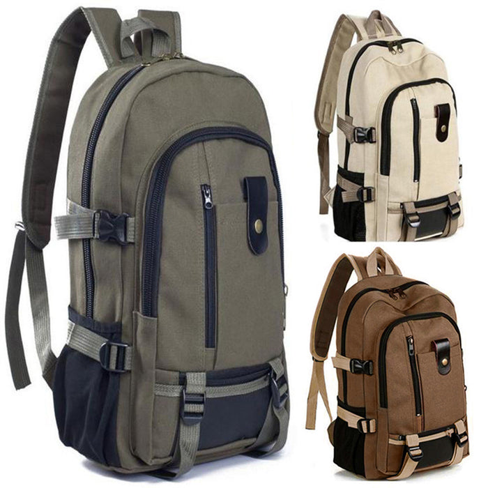 Multi-Pocket Canvas School Backpack