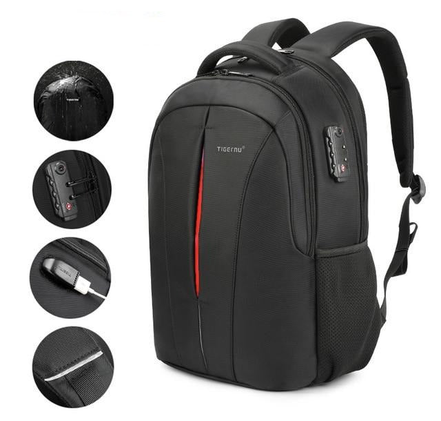 Men's Anti-Theft Waterproof Laptop Backpack with USB Charging and TSA Lock