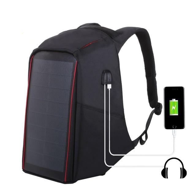 Men's 12W Solar Powered Anti-Theft Backpack with USB Charging