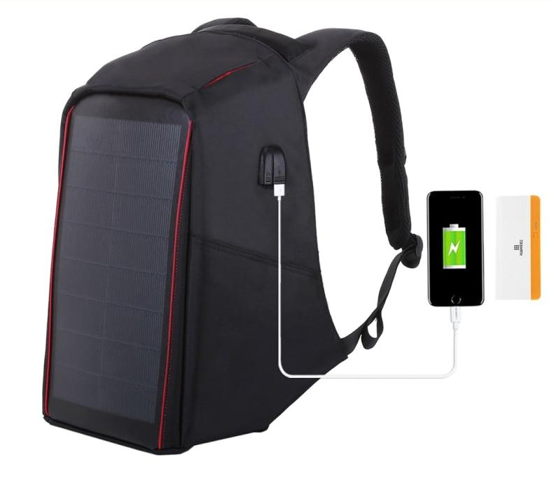 Men's 12W Solar Powered Anti-Theft Backpack with USB Charging