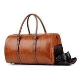 Men's Medium Vegan Leather Barrel Travel Duffel Bag