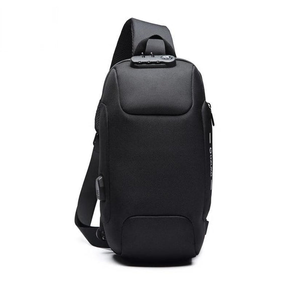 Men's Small Anti-Theft Sling Backpack with TSA Lock and USB Charging