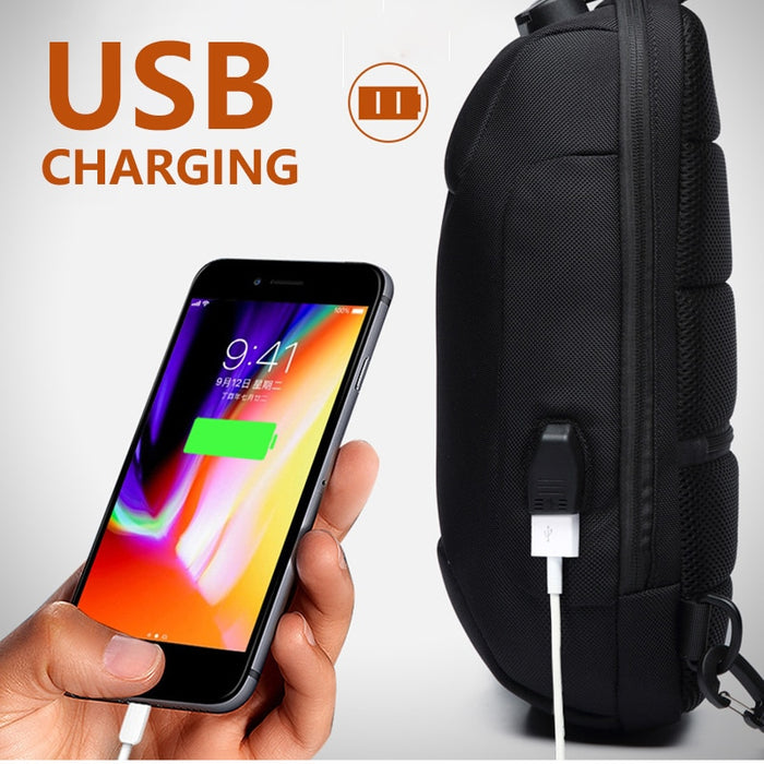 Men's Small Anti-Theft Sling Backpack with TSA Lock and USB Charging