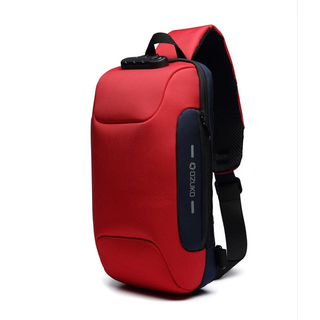 Men's Small Anti-Theft Sling Backpack with TSA Lock and USB Charging