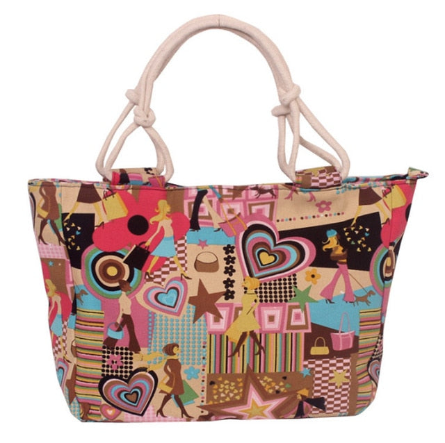 Women's Canvas Multi Color Tote Hand Bag