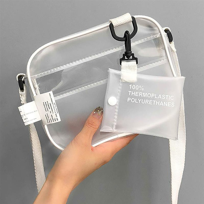 Women's Casual Recycled PVC Transparent Stadium Approved Crossbody Bag
