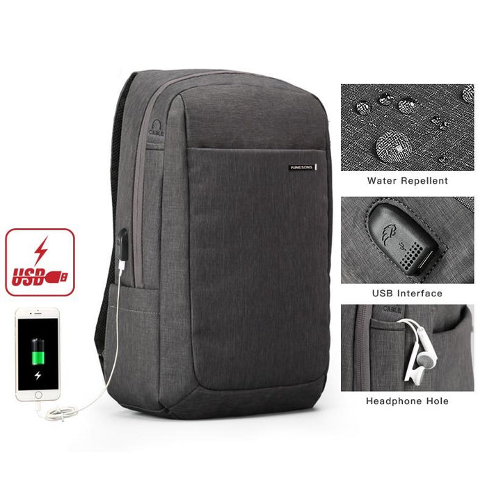 Medium Shockproof 15" Laptop Backpack with USB Charging