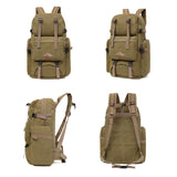 60L Large Canvas Camping Hiking Backpack