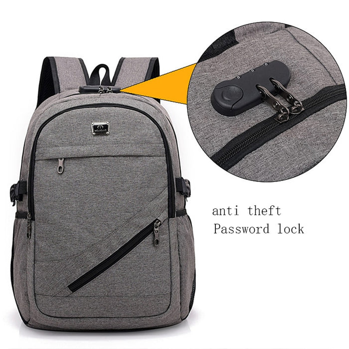 Large Anti-Theft Oxford School 15" Laptop Backpack with USB Charging and TSA Lock