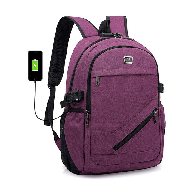 Large Anti-Theft Oxford School 15" Laptop Backpack with USB Charging and TSA Lock