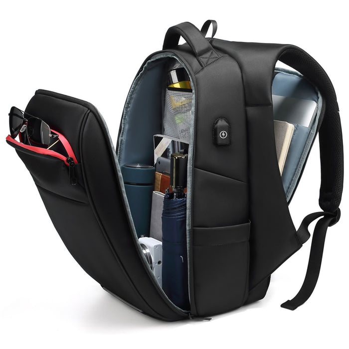 Men's Modern Euro Nylon Anti-Theft 15" Laptop Backpack with USB Charging