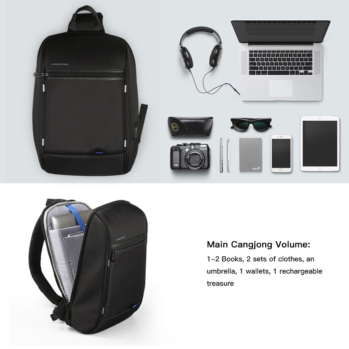 Men's Small Single Shoulder Anti-Theft 13" Laptop Backpack with USB Charging