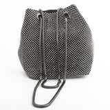 Women's Rhinestone Mesh Bucket Hand Bag