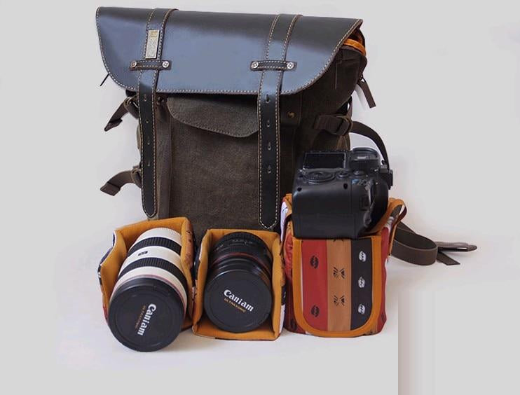 Medium Tan Hyde Explorer Travel Photographer Backpack