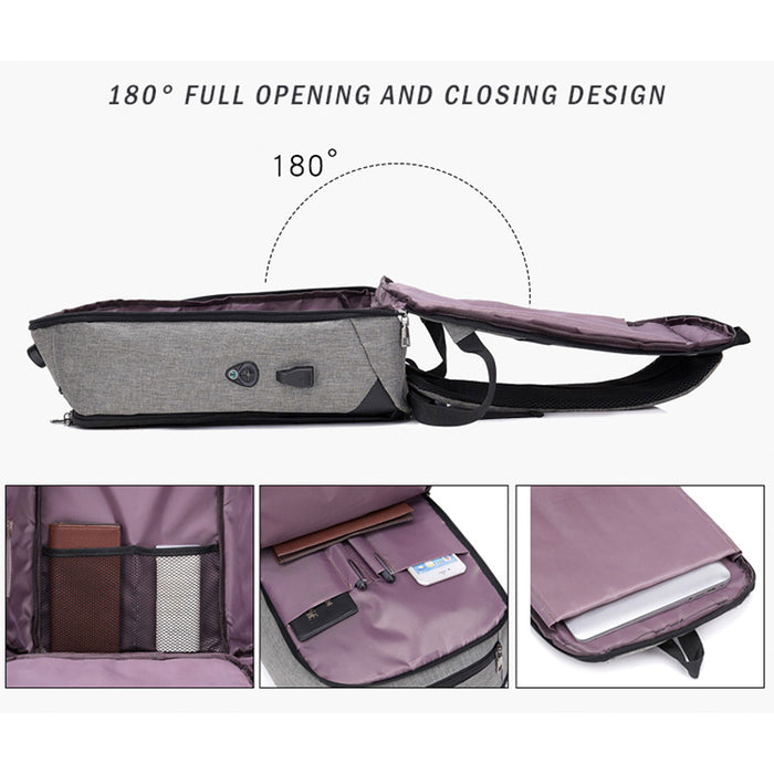 Medium Men's Anti-Theft 15" Laptop Backpack with USB Charging and TSA Lock