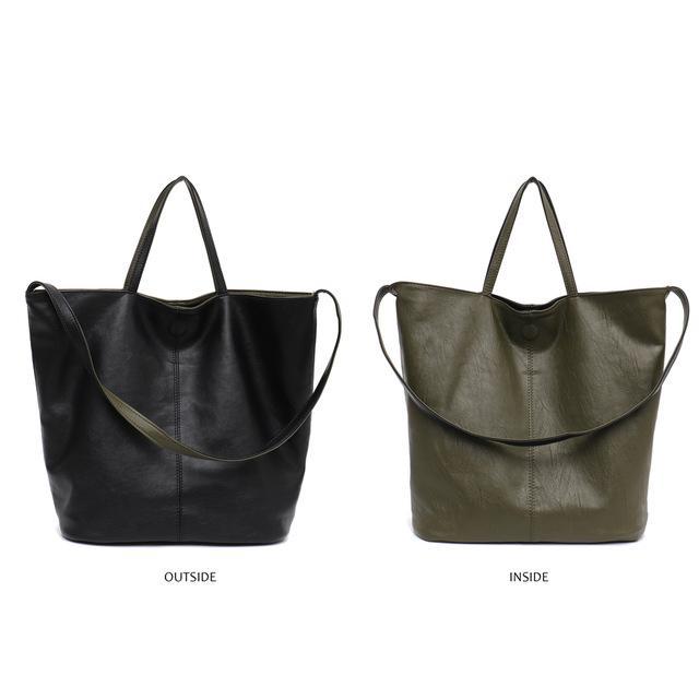 Women's Reversible Soft Cruelty Free Material Vegan Leather Tote Handbag